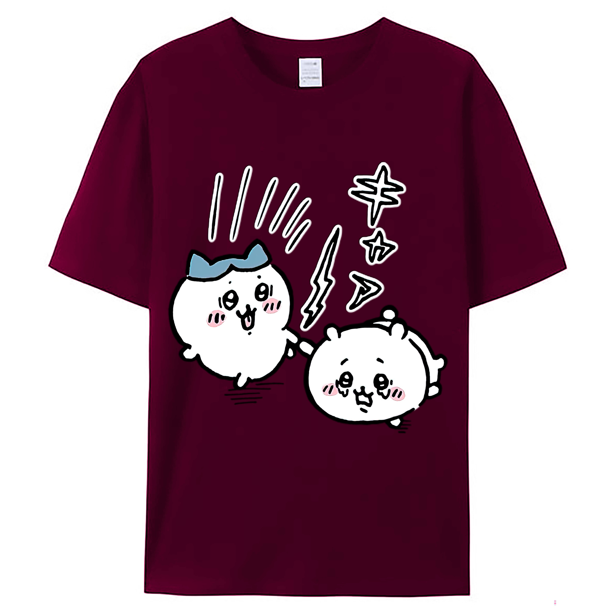 （画像用） ちいかわ ハチワレ Chii-kawa hachiware レディースカジュアルプリントTシャツ（綿100％）
